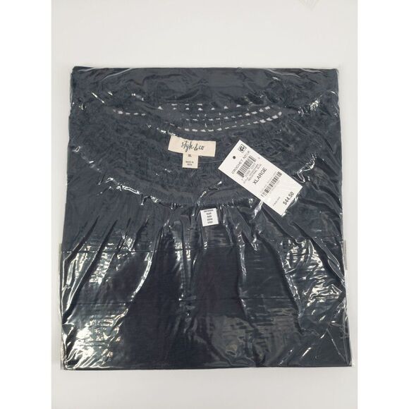 Style & Co Crochet Neck Top Industrial Blue XL - Picture 3 of 4